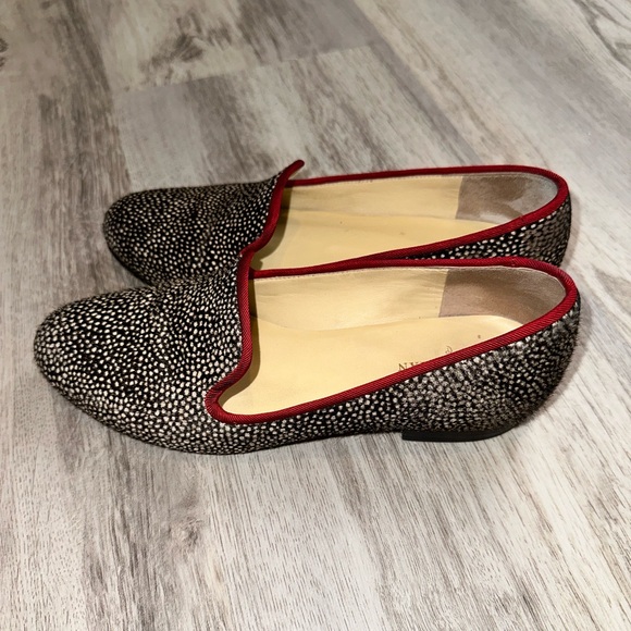 💝Cole Haan Sabrina Loafers Real Calf Cow Fur Hair Slip On Black Red Trim Size 5 - Picture 3 of 8